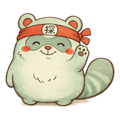 Tan the tanuki, the mascot of MichiKanji, waving